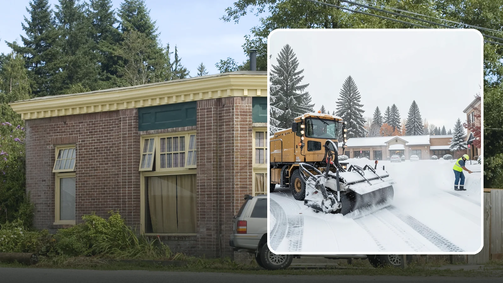 Shopping Center Snow Plowing in Hamilton, Skagit County, WA - We plow large shopping center lots and storefronts before open so every tenant's customers reach the doors.