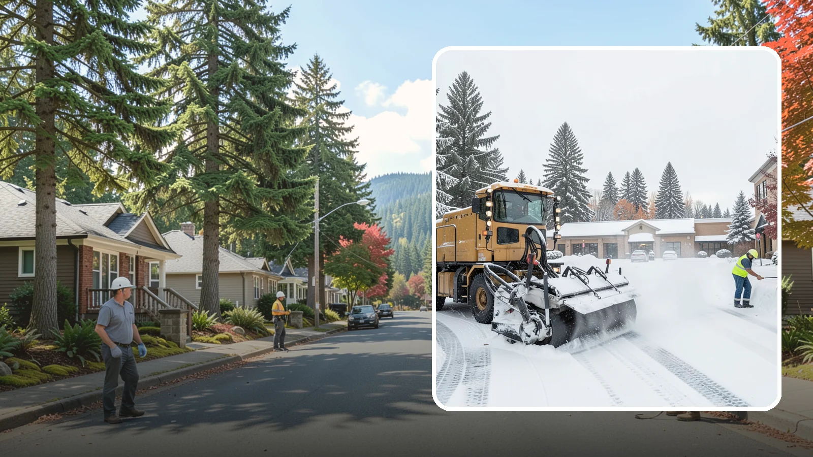 Shopping Center Snow Plowing in Hunts Point, King County, WA - We plow large shopping center lots and storefronts before open so every tenant's customers reach the doors.
