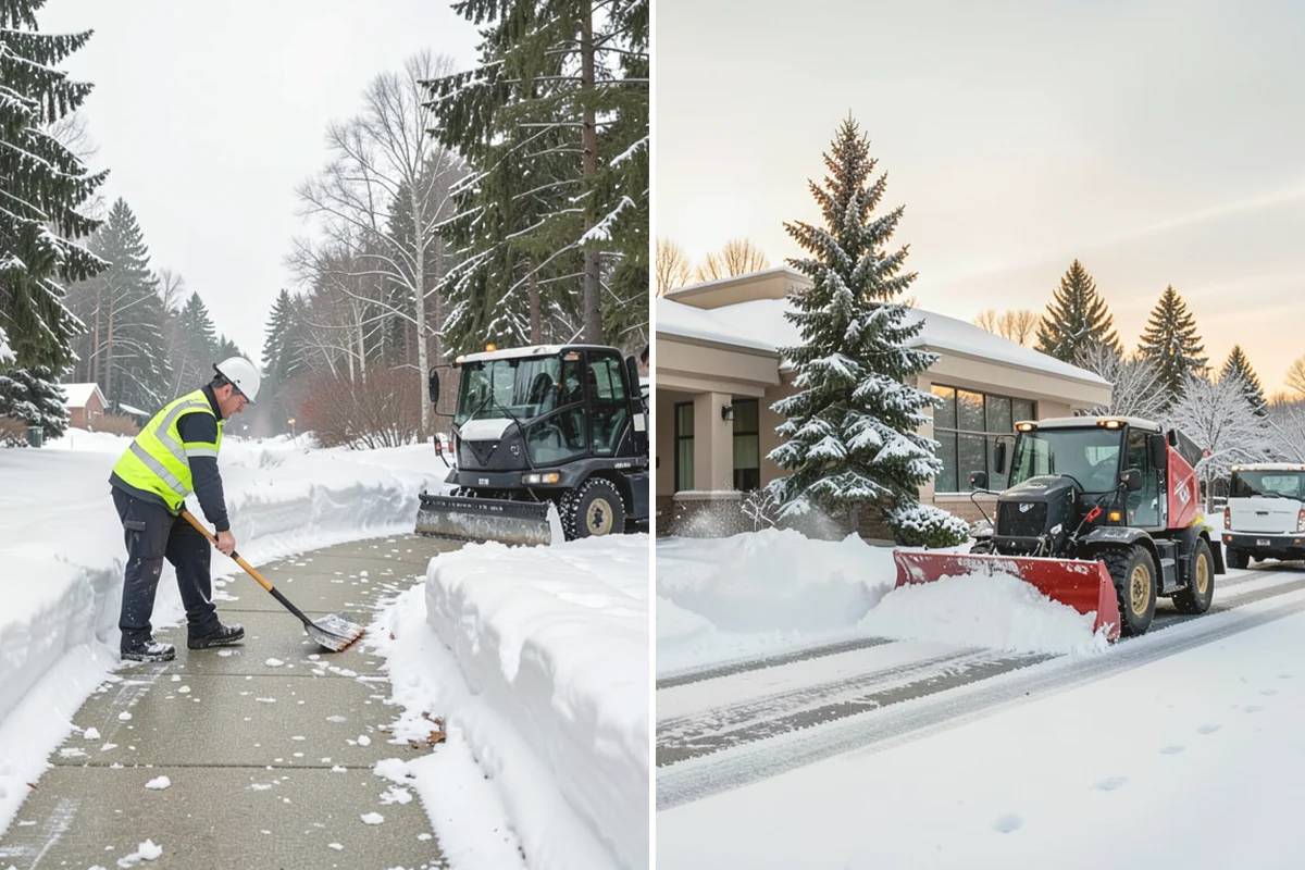 Shopping Center Snow Plowing in Issaquah, King County, WA - Map the lot, storefront aprons, and snow-storage islands with center management