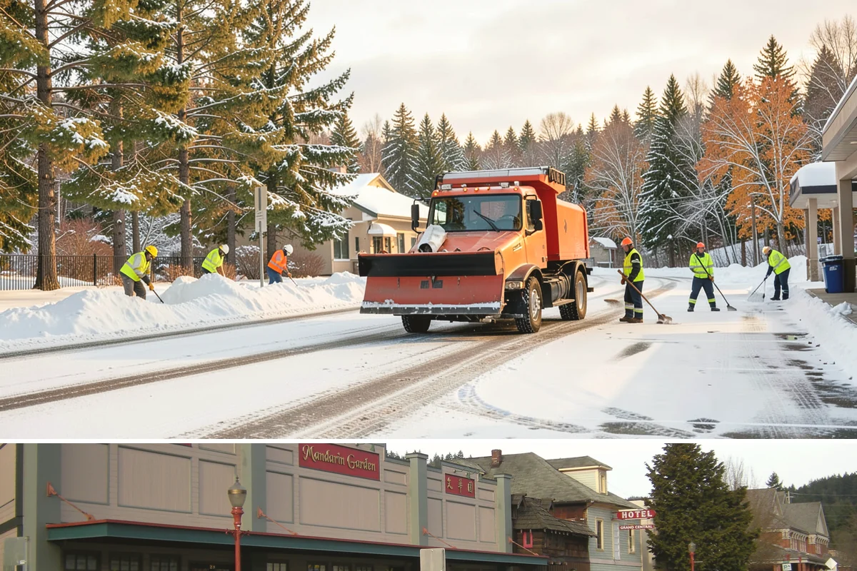 Shopping Center Snow Plowing in Issaquah, King County, WA - Line up service before the holiday season so a storm never keeps shoppers from your tenants.