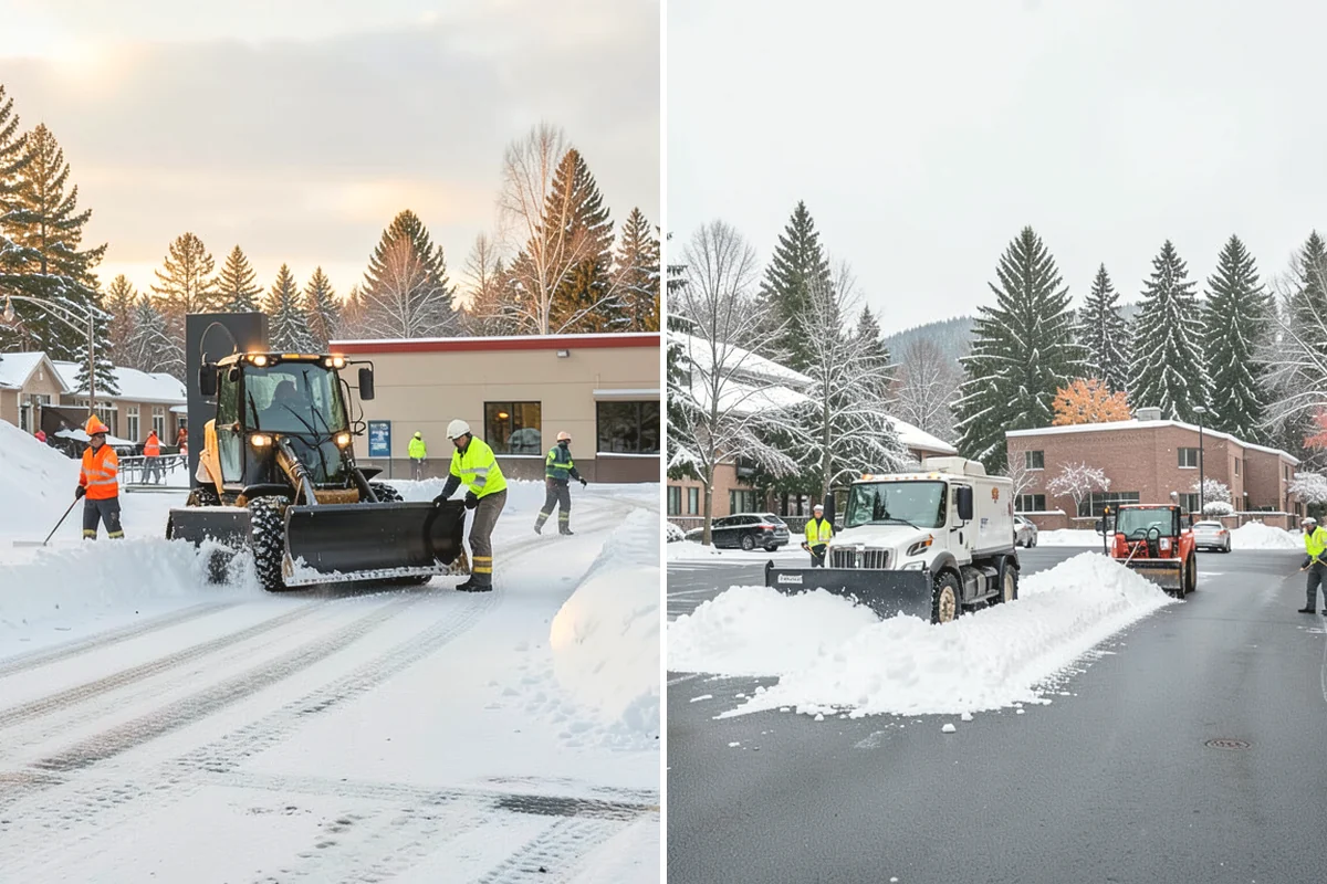 Shopping Center Snow Plowing in La Conner, Skagit County, WA - Map the lot, storefront aprons, and snow-storage islands with center management