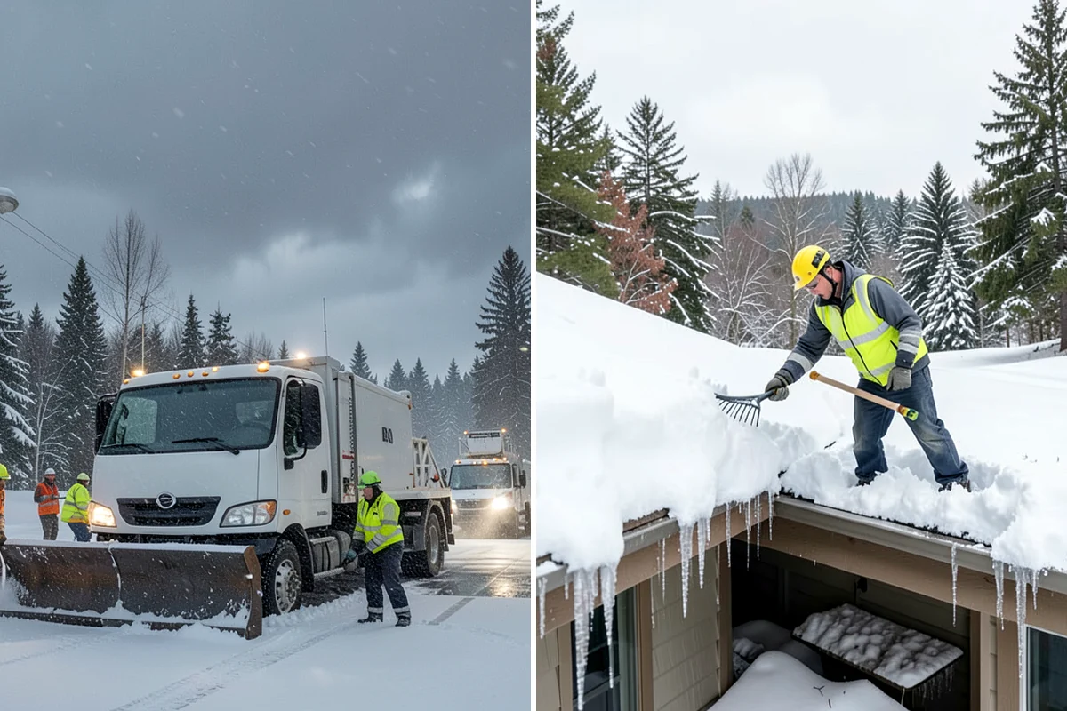 Shopping Center Snow Plowing in Lakewood, Pierce County, WA - Map the lot, storefront aprons, and snow-storage islands with center management