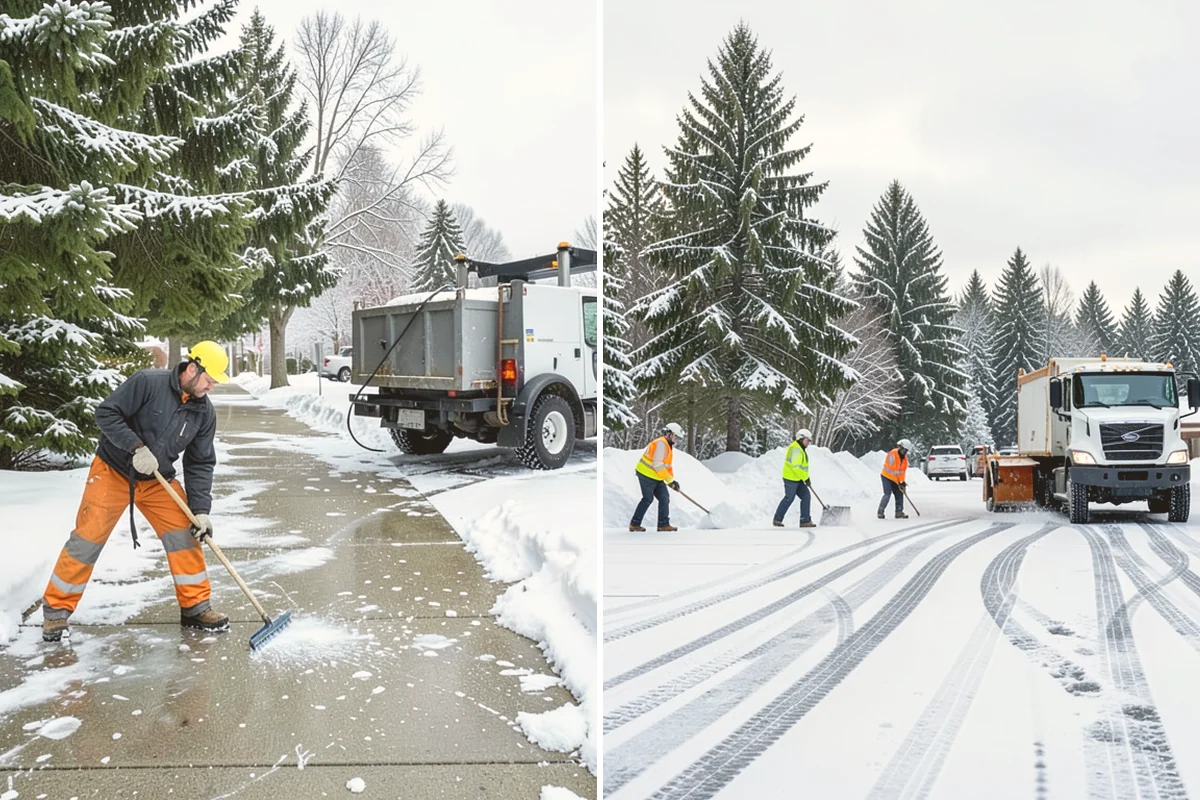 Shopping Center Snow Plowing in Lynnwood, Snohomish County, WA - Map the lot, storefront aprons, and snow-storage islands with center management