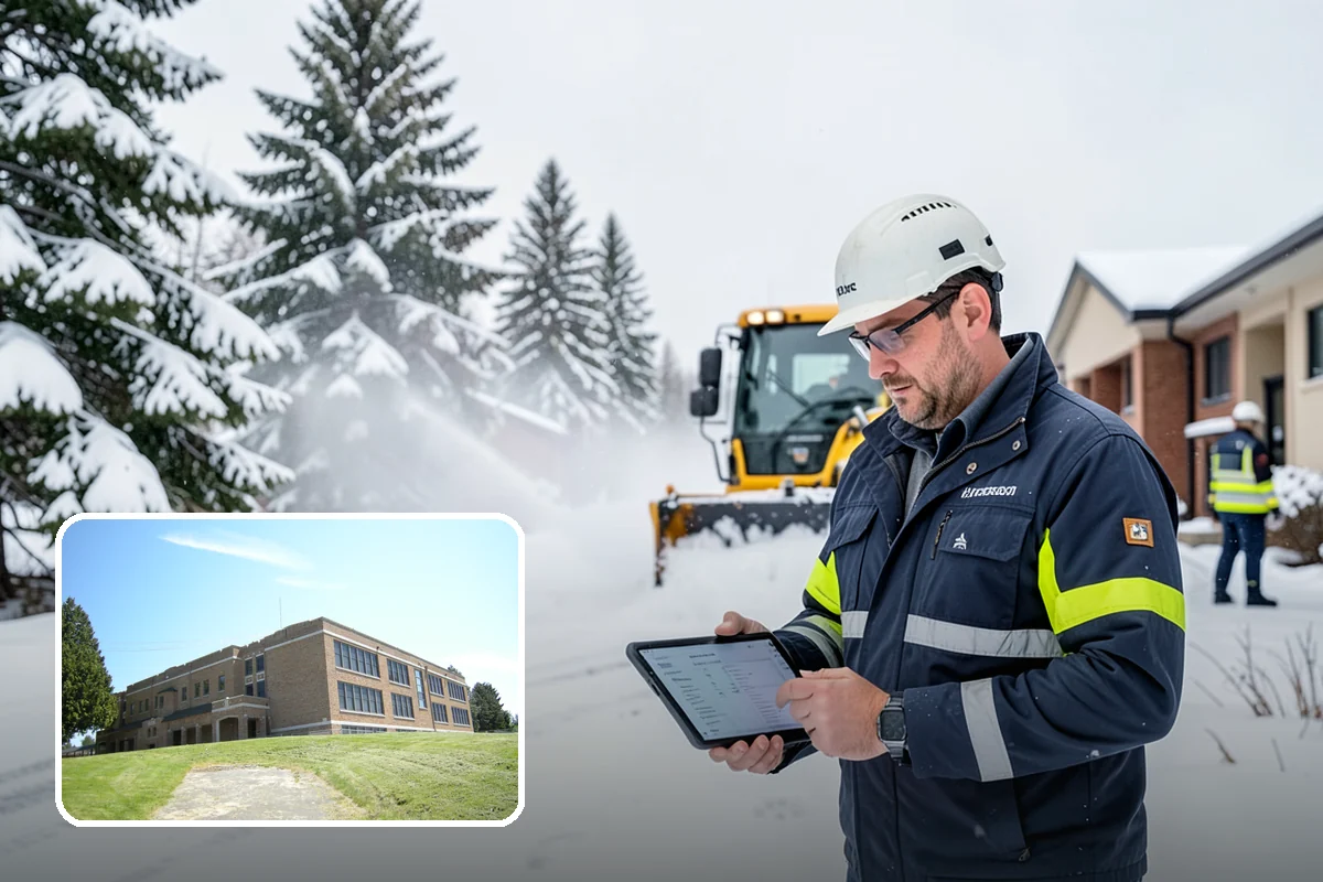 Shopping Center Snow Plowing in Maple Valley, King County, WA - Large shared lot cleared for every tenant before open