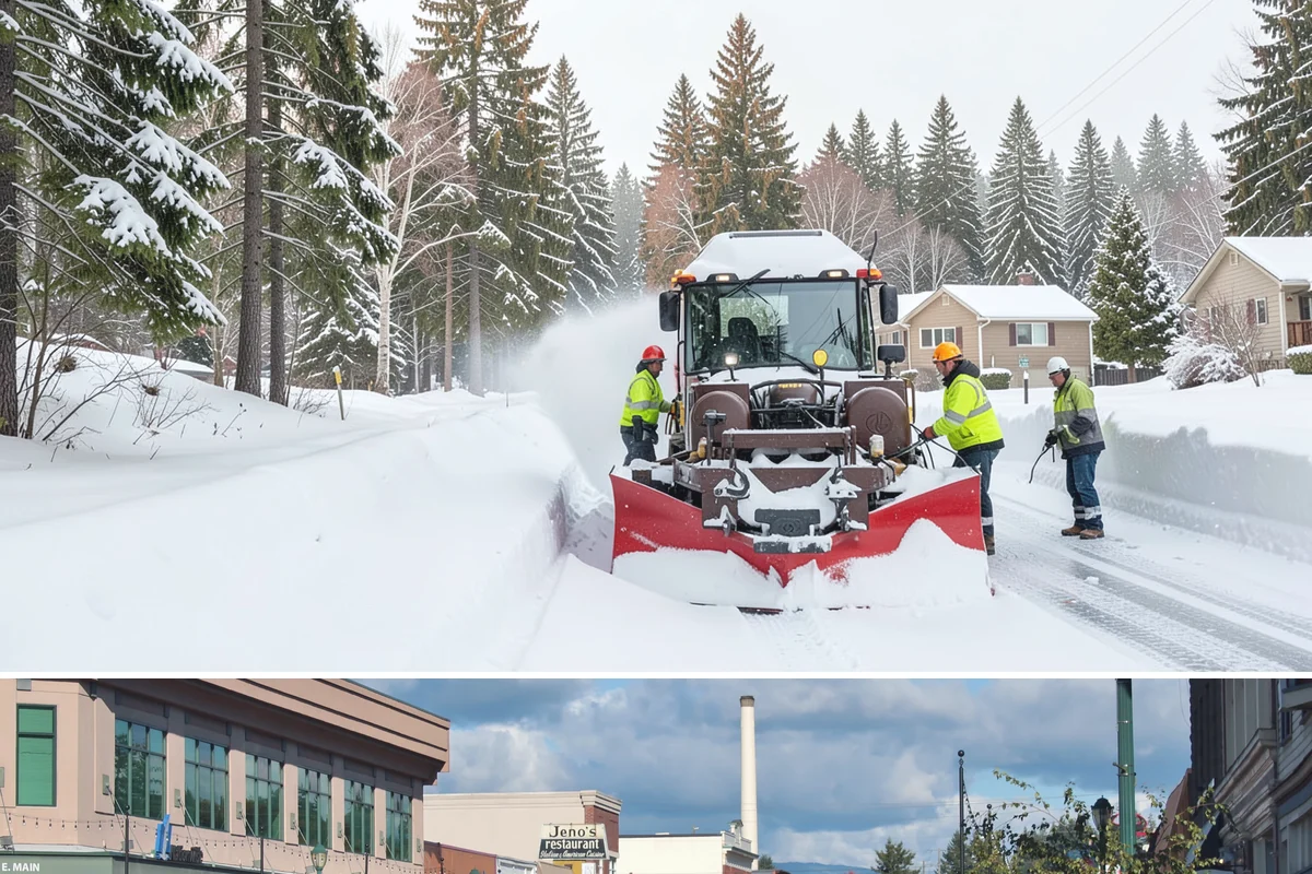 Shopping Center Snow Plowing in Monroe, Snohomish County, WA - Line up service before the holiday season so a storm never keeps shoppers from your tenants.