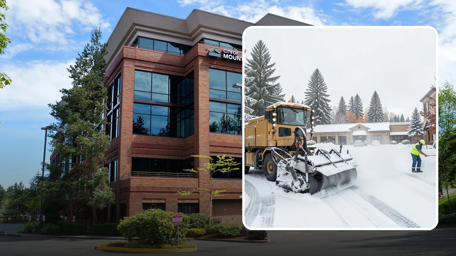 Shopping Center Snow Plowing in Mountlake Terrace, Snohomish County, WA - We plow large shopping center lots and storefronts before open so every tenant's customers reach the doors.