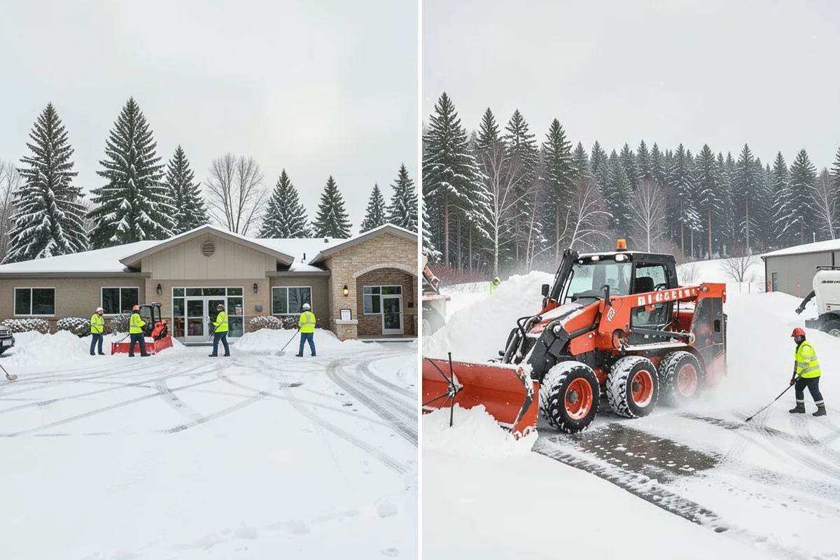 Shopping Center Snow Plowing in Mountlake Terrace, Snohomish County, WA - Map the lot, storefront aprons, and snow-storage islands with center management