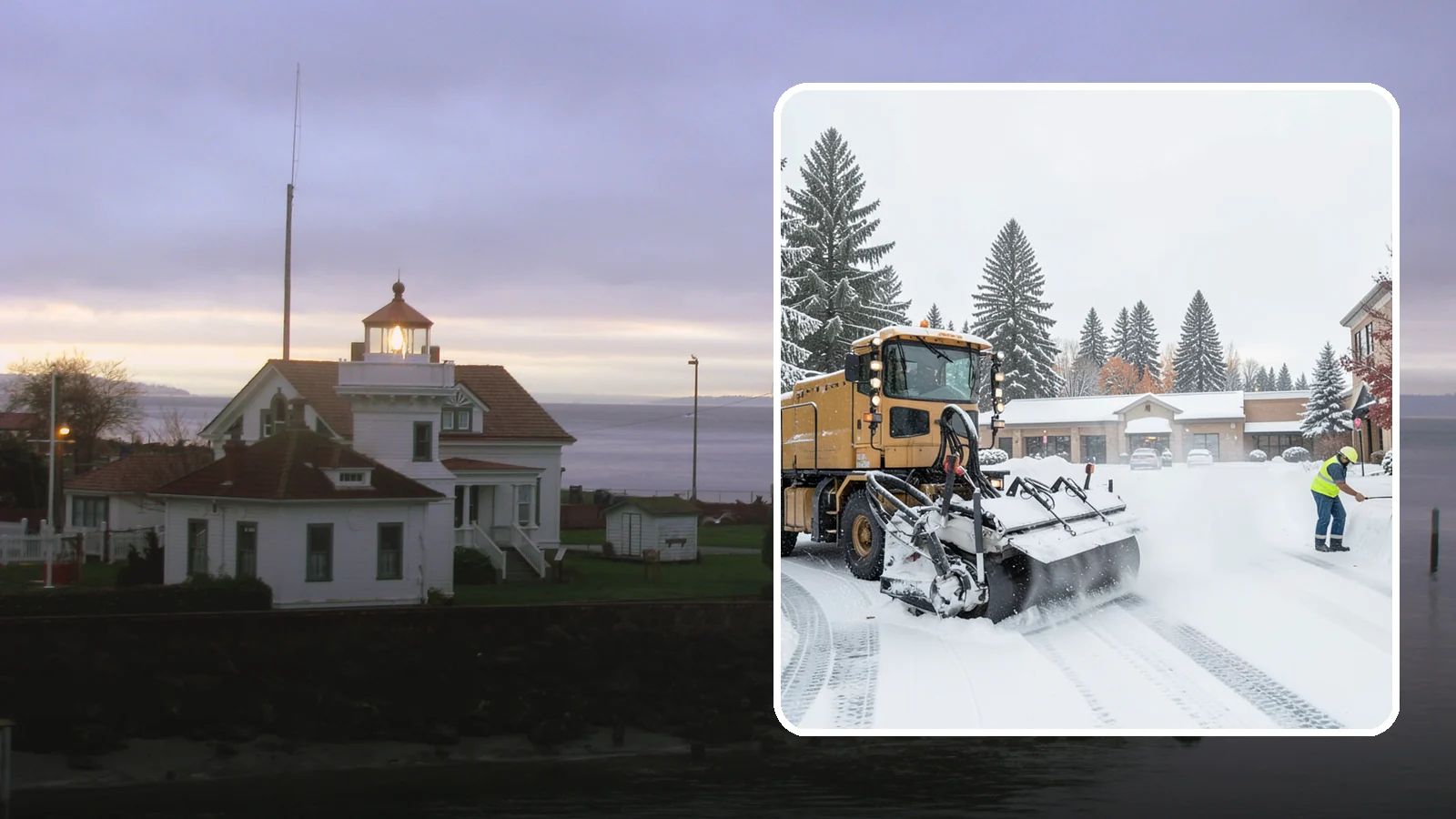 Shopping Center Snow Plowing in Mukilteo, Snohomish County, WA - We plow large shopping center lots and storefronts before open so every tenant's customers reach the doors.