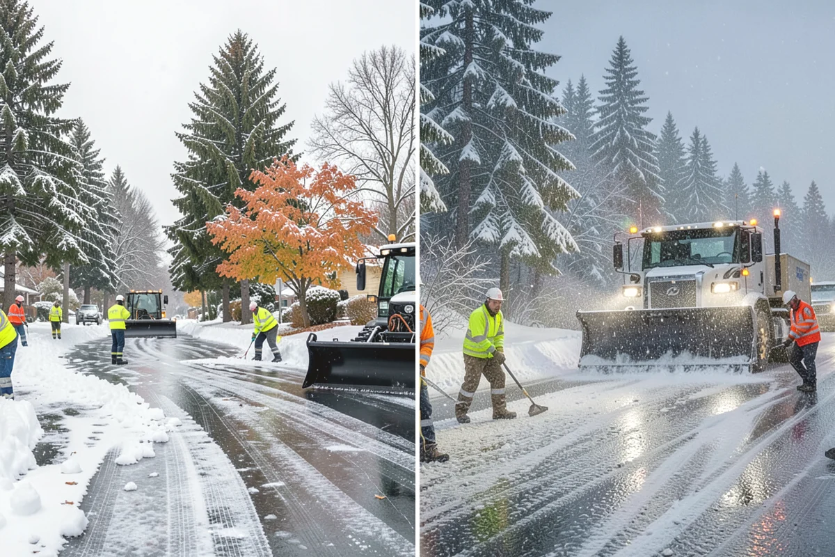 Shopping Center Snow Plowing in Mukilteo, Snohomish County, WA - Map the lot, storefront aprons, and snow-storage islands with center management