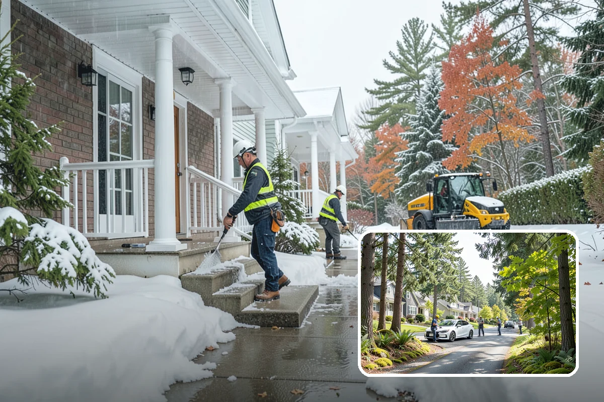 Shopping Center Snow Plowing in Normandy Park, King County, WA - Large shared lot cleared for every tenant before open