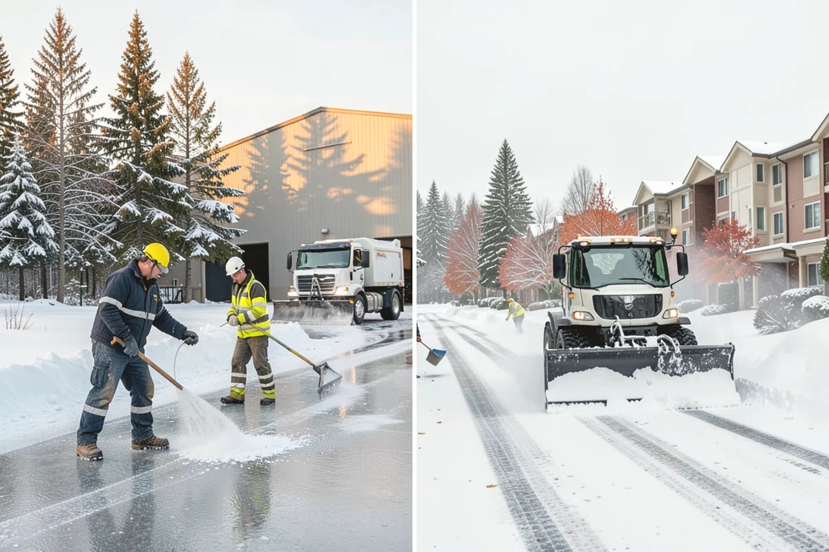 Shopping Center Snow Plowing in Oak Harbor, Island County, WA - Map the lot, storefront aprons, and snow-storage islands with center management
