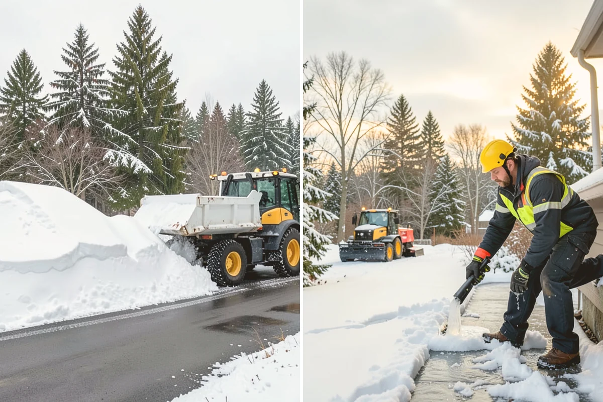 Shopping Center Snow Plowing in Orting, Pierce County, WA - Map the lot, storefront aprons, and snow-storage islands with center management