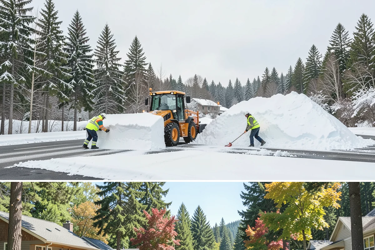 Shopping Center Snow Plowing in Orting, Pierce County, WA - Line up service before the holiday season so a storm never keeps shoppers from your tenants.