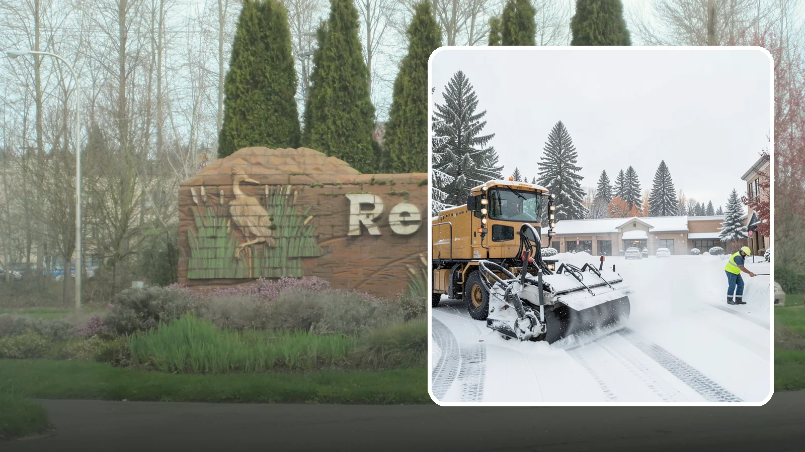 Shopping Center Snow Plowing in Renton, King County, WA - We plow large shopping center lots and storefronts before open so every tenant's customers reach the doors.