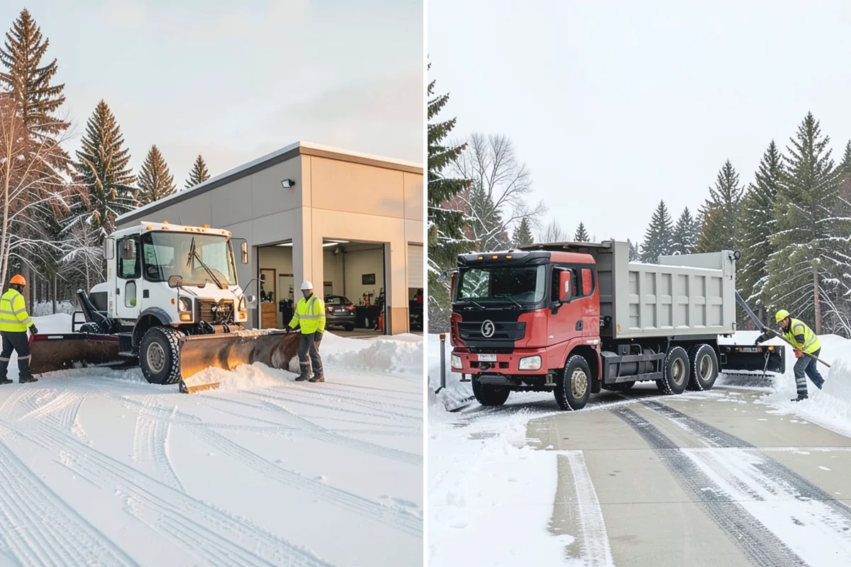 Shopping Center Snow Plowing in Renton, King County, WA - Map the lot, storefront aprons, and snow-storage islands with center management