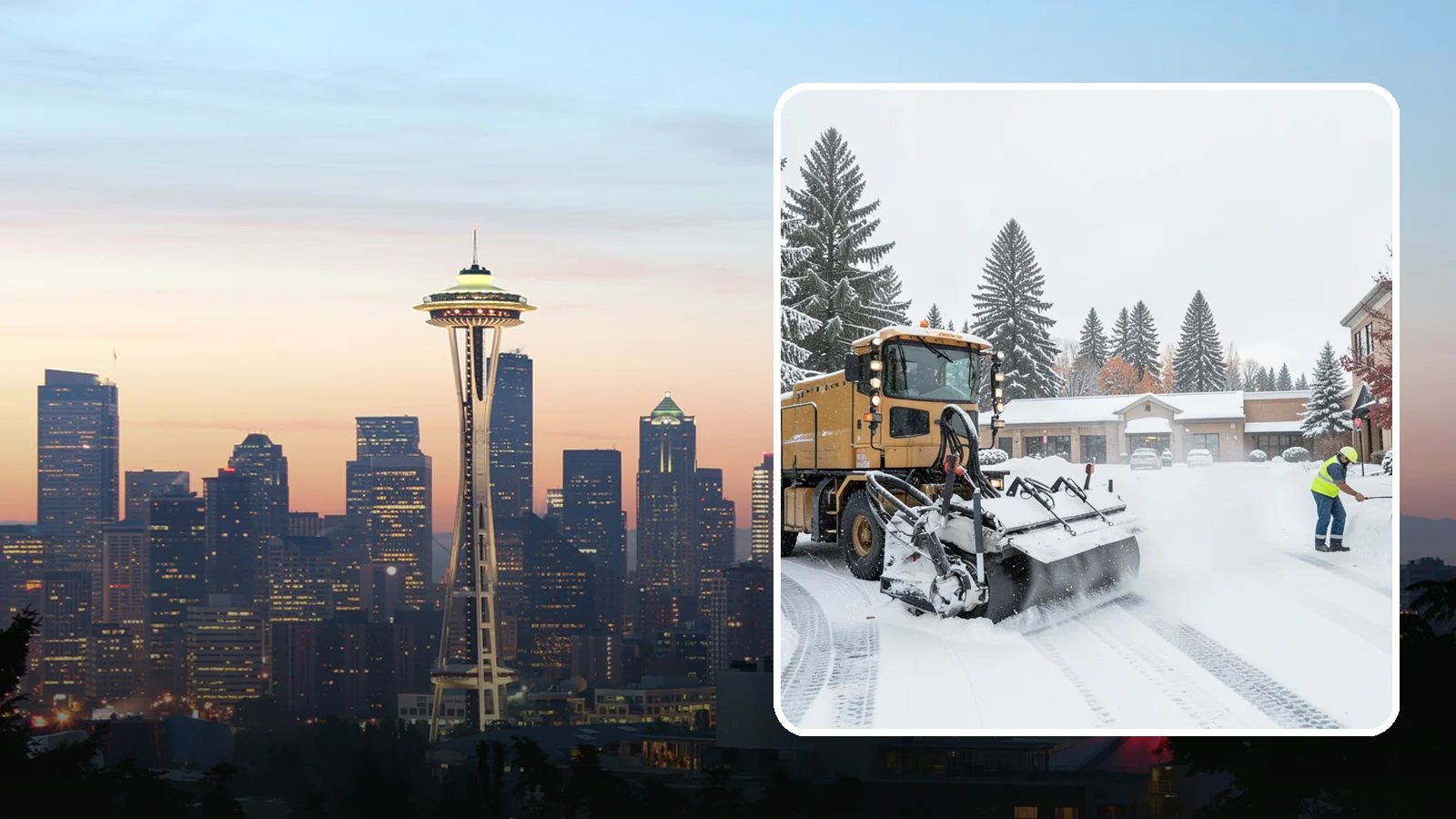 Shopping Center Snow Plowing in Seattle, King County, WA - We plow large shopping center lots and storefronts before open so every tenant's customers reach the doors.