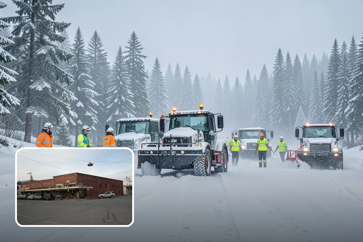 Shopping Center Snow Plowing in Sedro-Woolley, Skagit County, WA - Large shared lot cleared for every tenant before open