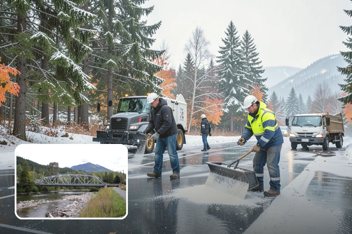 Shopping Center Snow Plowing in Skykomish, King County, WA - Large shared lot cleared for every tenant before open