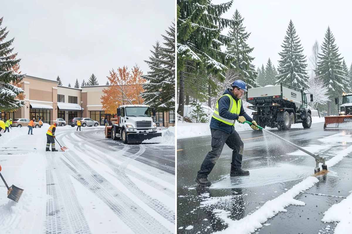 Shopping Center Snow Plowing in Skykomish, King County, WA - Map the lot, storefront aprons, and snow-storage islands with center management