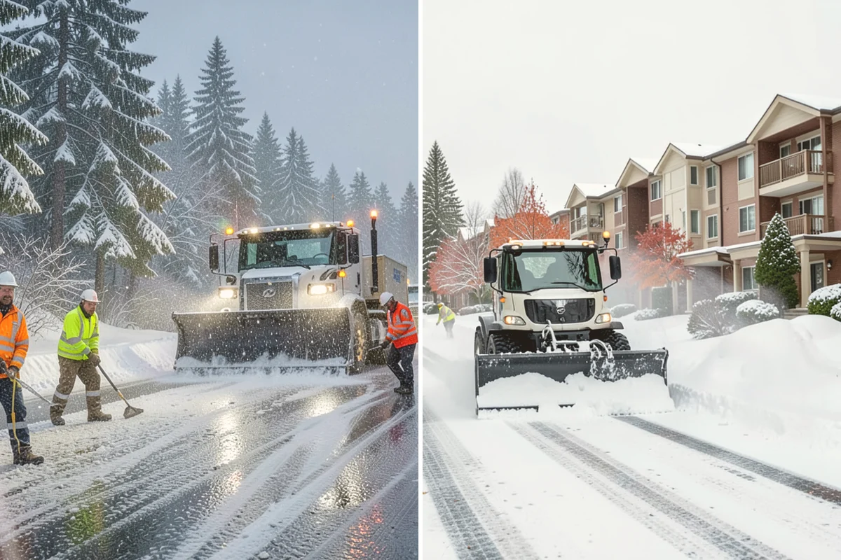 Shopping Center Snow Plowing in Snohomish, Snohomish County, WA - Map the lot, storefront aprons, and snow-storage islands with center management