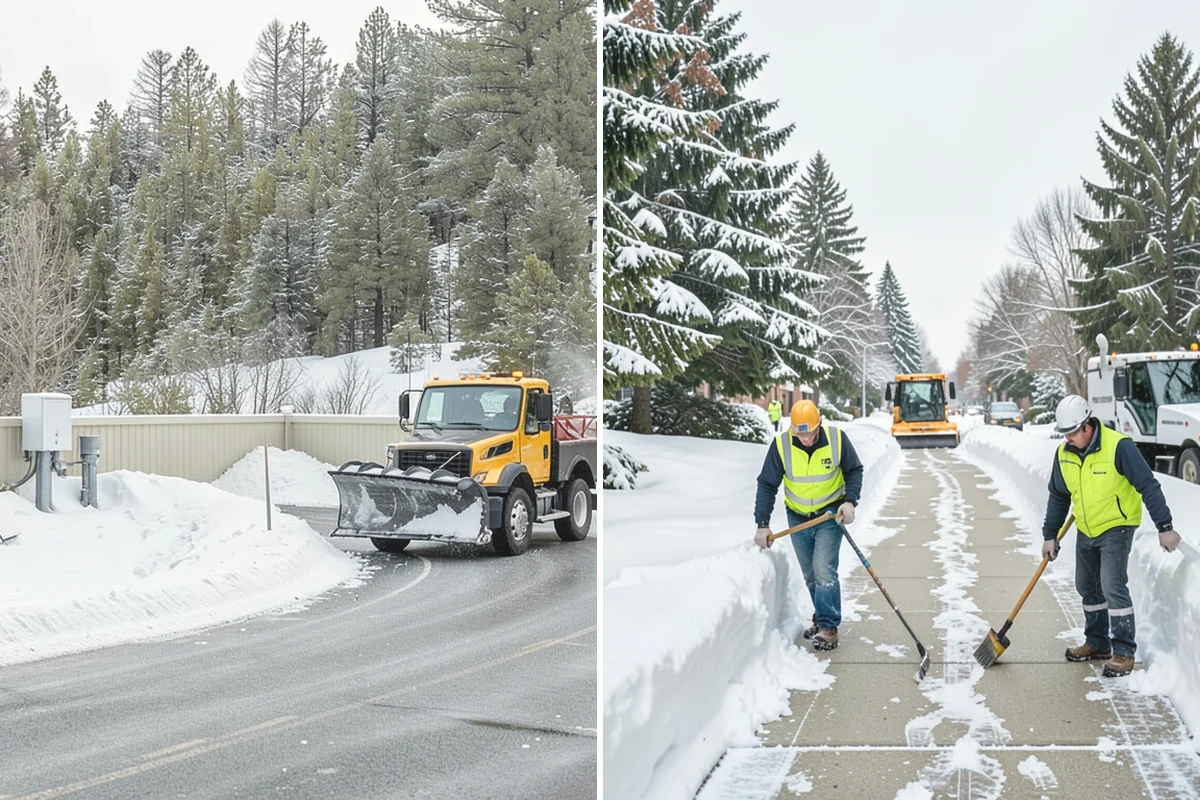 Shopping Center Snow Plowing in Tukwila, King County, WA - Map the lot, storefront aprons, and snow-storage islands with center management