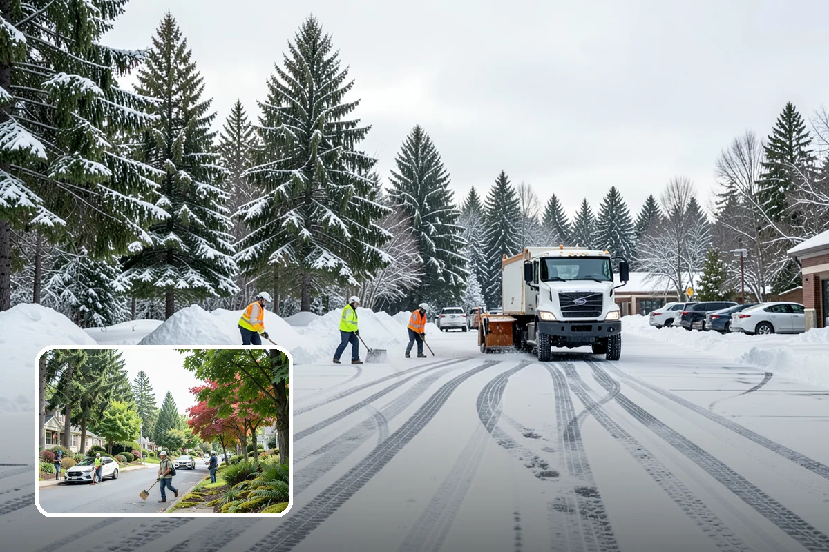 Shopping Center Snow Removal in Beaux Arts Village, King County, WA - Coordinated clearing across all tenant storefronts