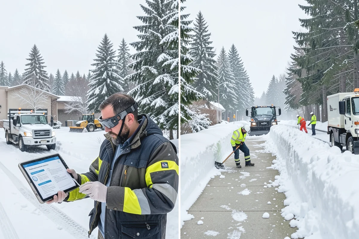 Shopping Center Snow Removal in Beaux Arts Village, King County, WA - Map tenant entrances, drive lanes, and pedestrian connectors