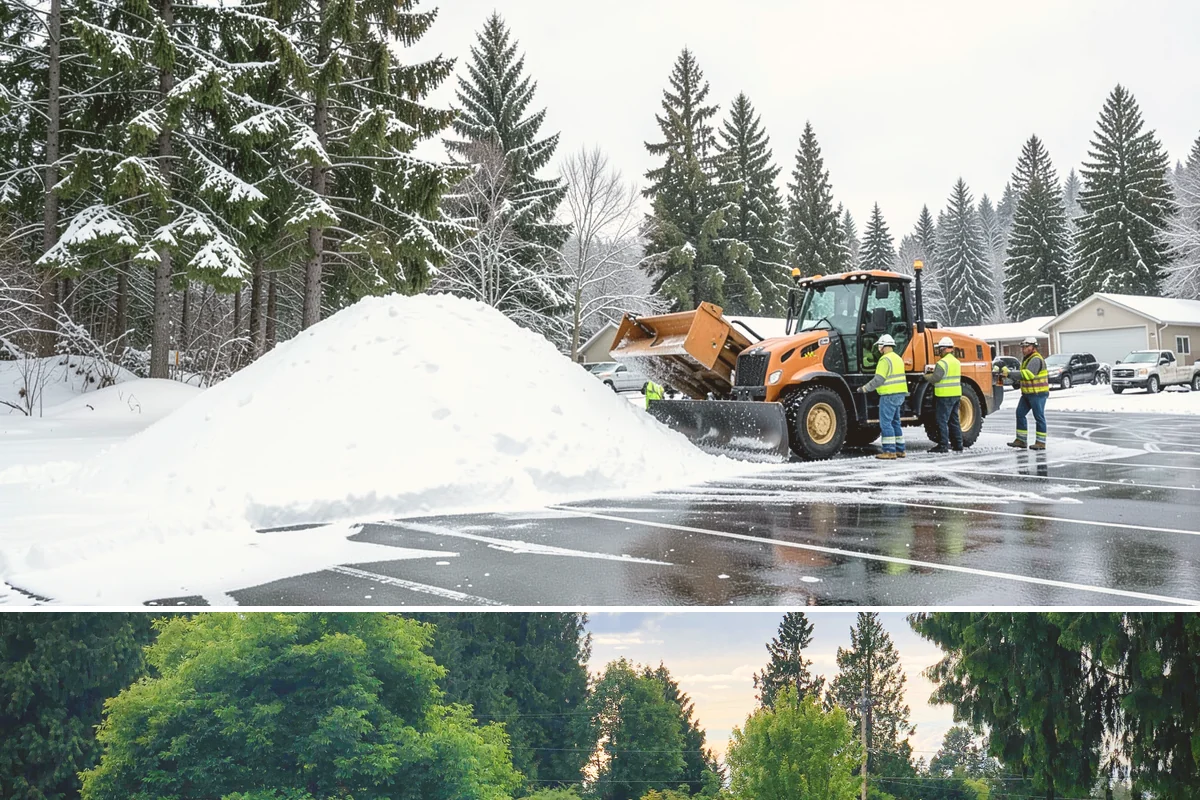 Shopping Center Snow Removal in Bonney Lake, Pierce County, WA - Shopping centers see the highest demand during the December holiday season when winter weather and peak shopper volume overlap.