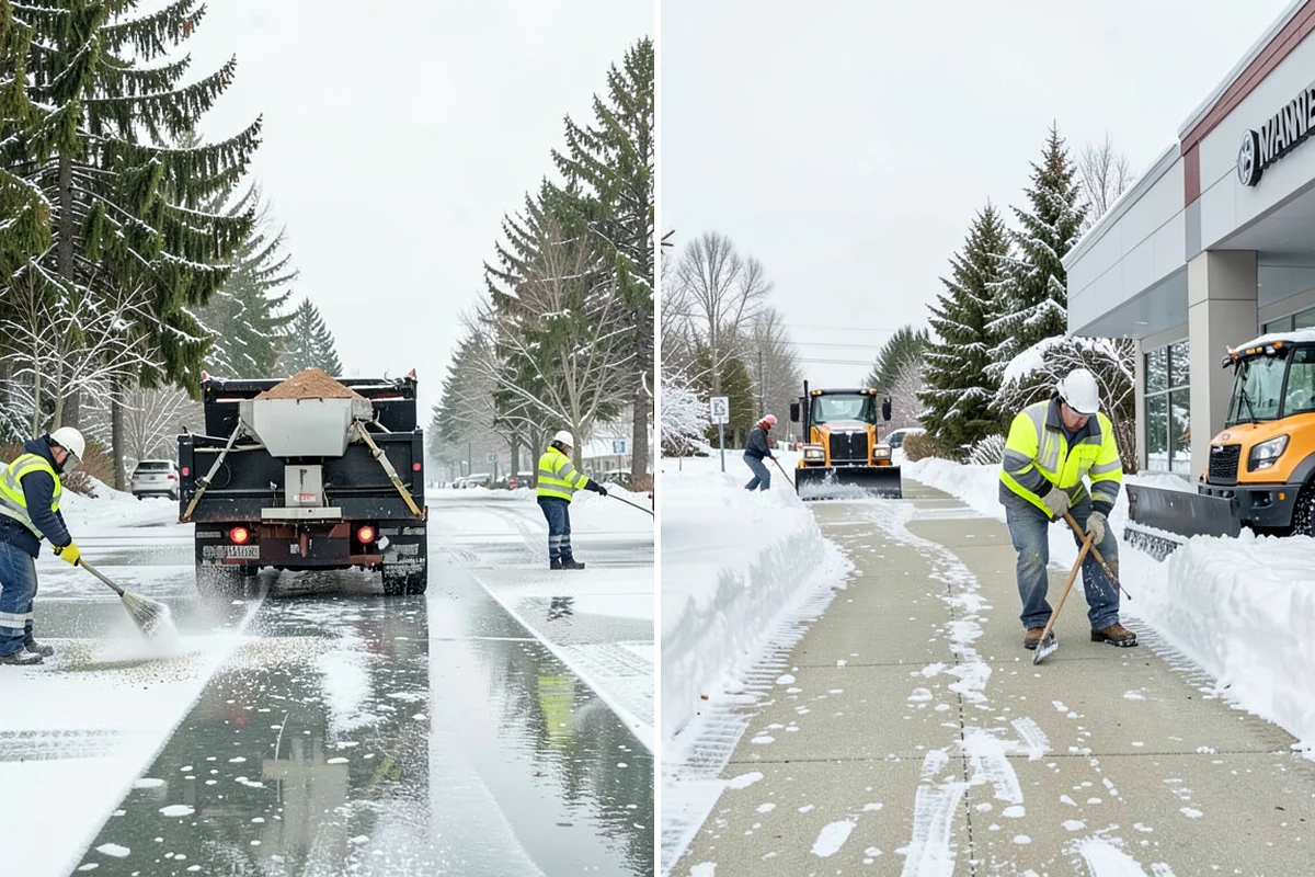Shopping Center Snow Removal in Concrete, Skagit County, WA - Map tenant entrances, drive lanes, and pedestrian connectors