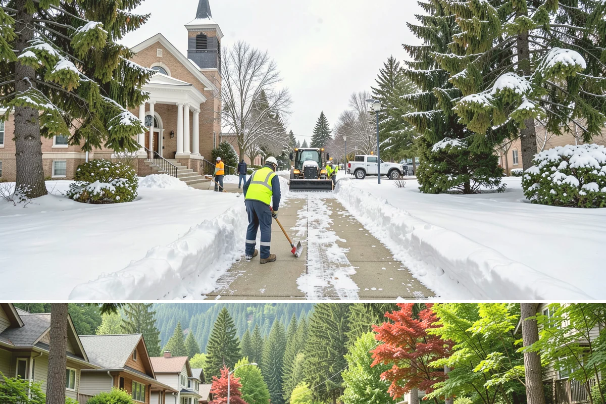 Shopping Center Snow Removal in Darrington, Snohomish County, WA - Shopping centers see the highest demand during the December holiday season when winter weather and peak shopper volume overlap.