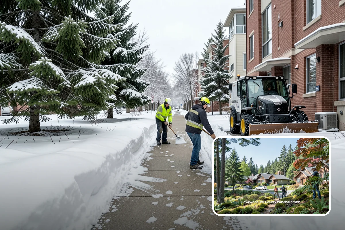 Shopping Center Snow Removal in Edgewood, Pierce County, WA - Coordinated clearing across all tenant storefronts