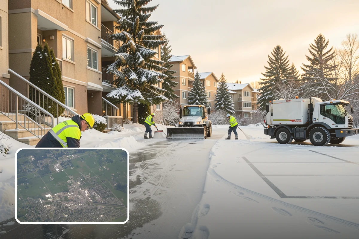 Shopping Center Snow Removal in Enumclaw, King County, WA - Coordinated clearing across all tenant storefronts