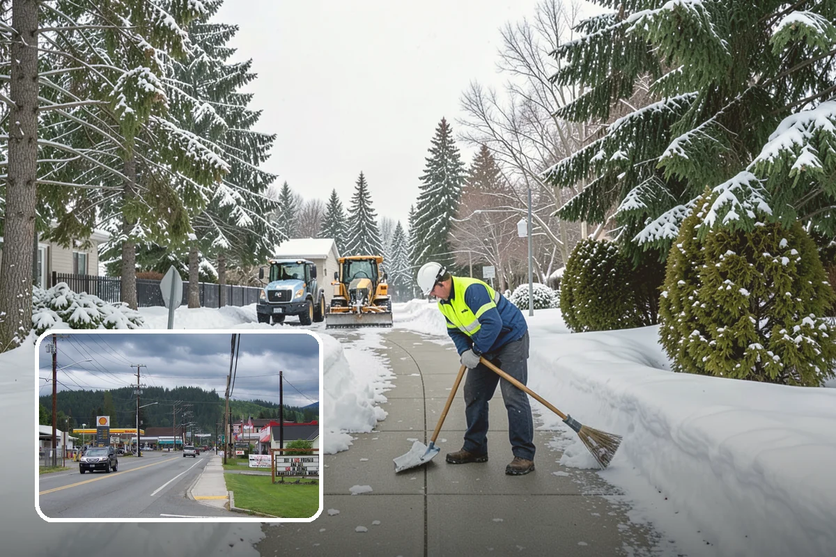 Shopping Center Snow Removal in Granite Falls, Snohomish County, WA - Coordinated clearing across all tenant storefronts
