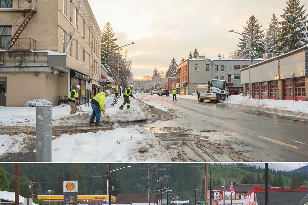 Shopping Center Snow Removal in Granite Falls, Snohomish County, WA - Shopping centers see the highest demand during the December holiday season when winter weather and peak shopper volume overlap.