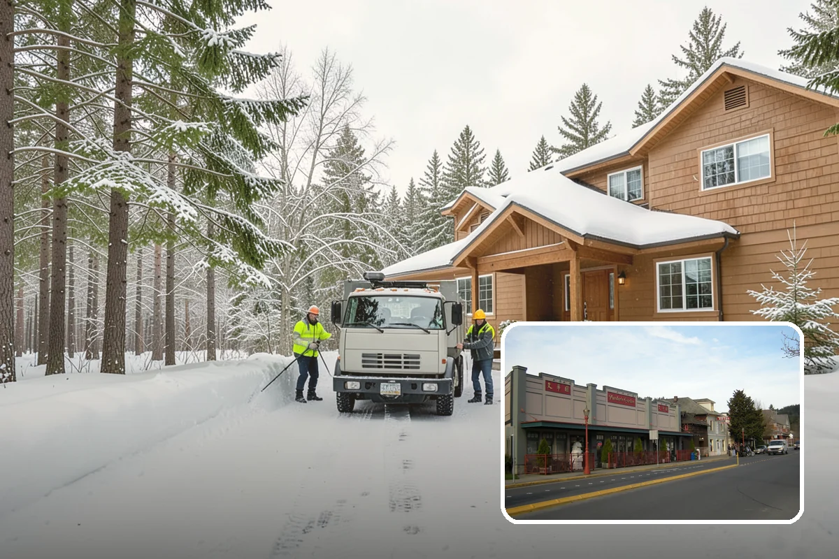 Shopping Center Snow Removal in Issaquah, King County, WA - Coordinated clearing across all tenant storefronts