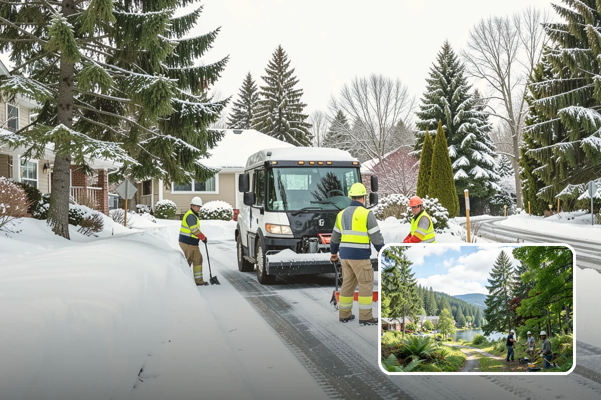Shopping Center Snow Removal in Lake Forest Park, King County, WA - Coordinated clearing across all tenant storefronts