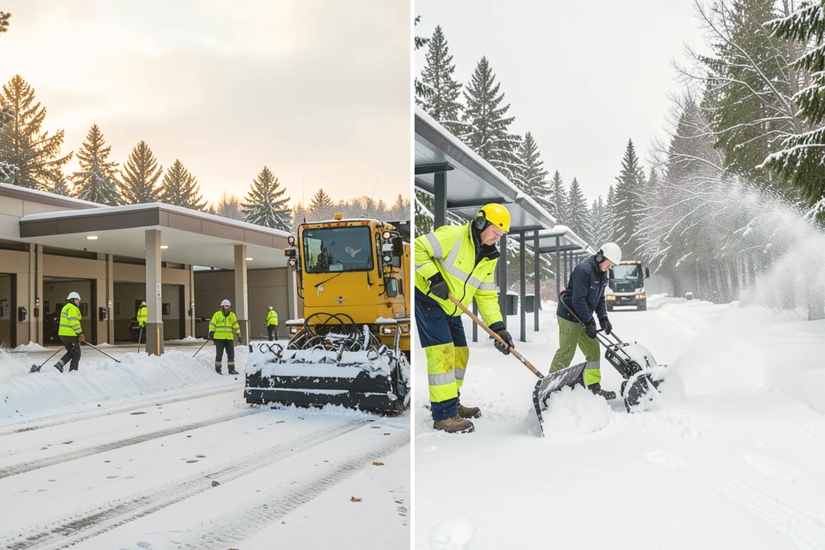Shopping Center Snow Removal in Langley, Island County, WA - Map tenant entrances, drive lanes, and pedestrian connectors