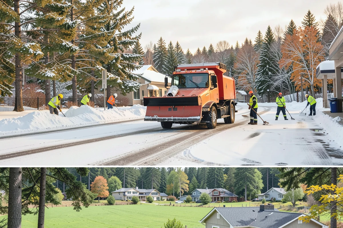 Shopping Center Snow Removal in Lyman, Skagit County, WA - Shopping centers see the highest demand during the December holiday season when winter weather and peak shopper volume overlap.