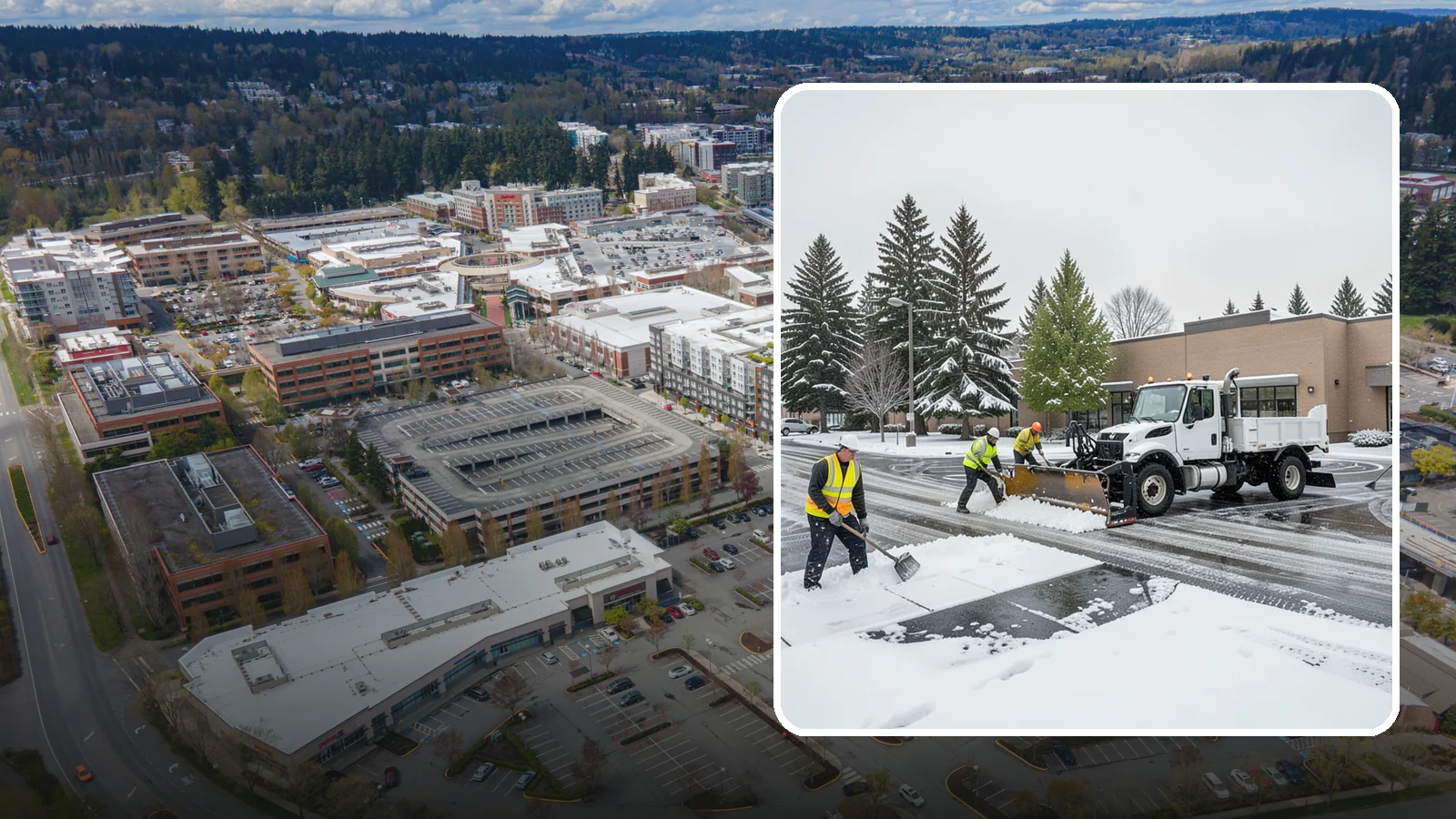 Shopping Center Snow Removal in Redmond, King County, WA - Keep every storefront, drive lane, and shared walkway open across your shopping center during Western Washington winter weather.