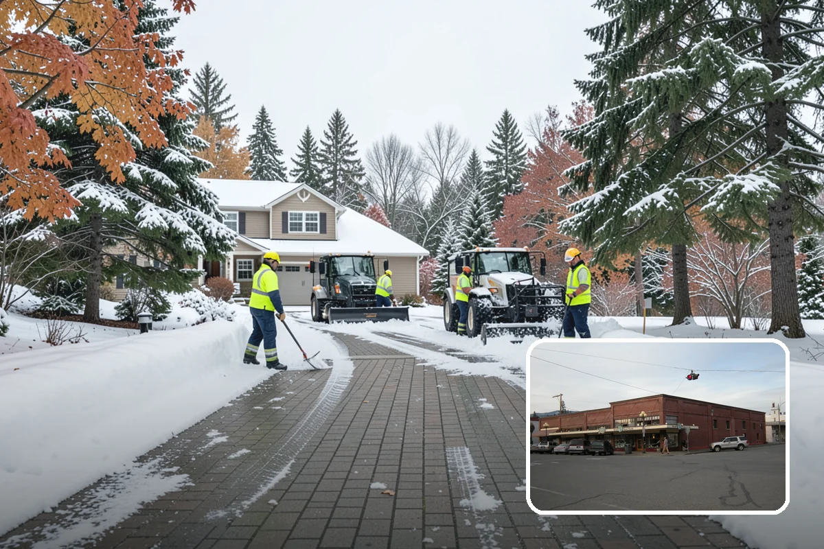 Shopping Center Snow Removal in Sedro-Woolley, Skagit County, WA - Coordinated clearing across all tenant storefronts