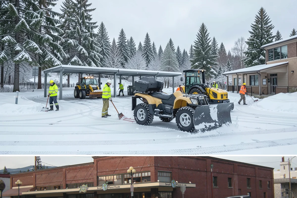 Shopping Center Snow Removal in Sedro-Woolley, Skagit County, WA - Shopping centers see the highest demand during the December holiday season when winter weather and peak shopper volume overlap.