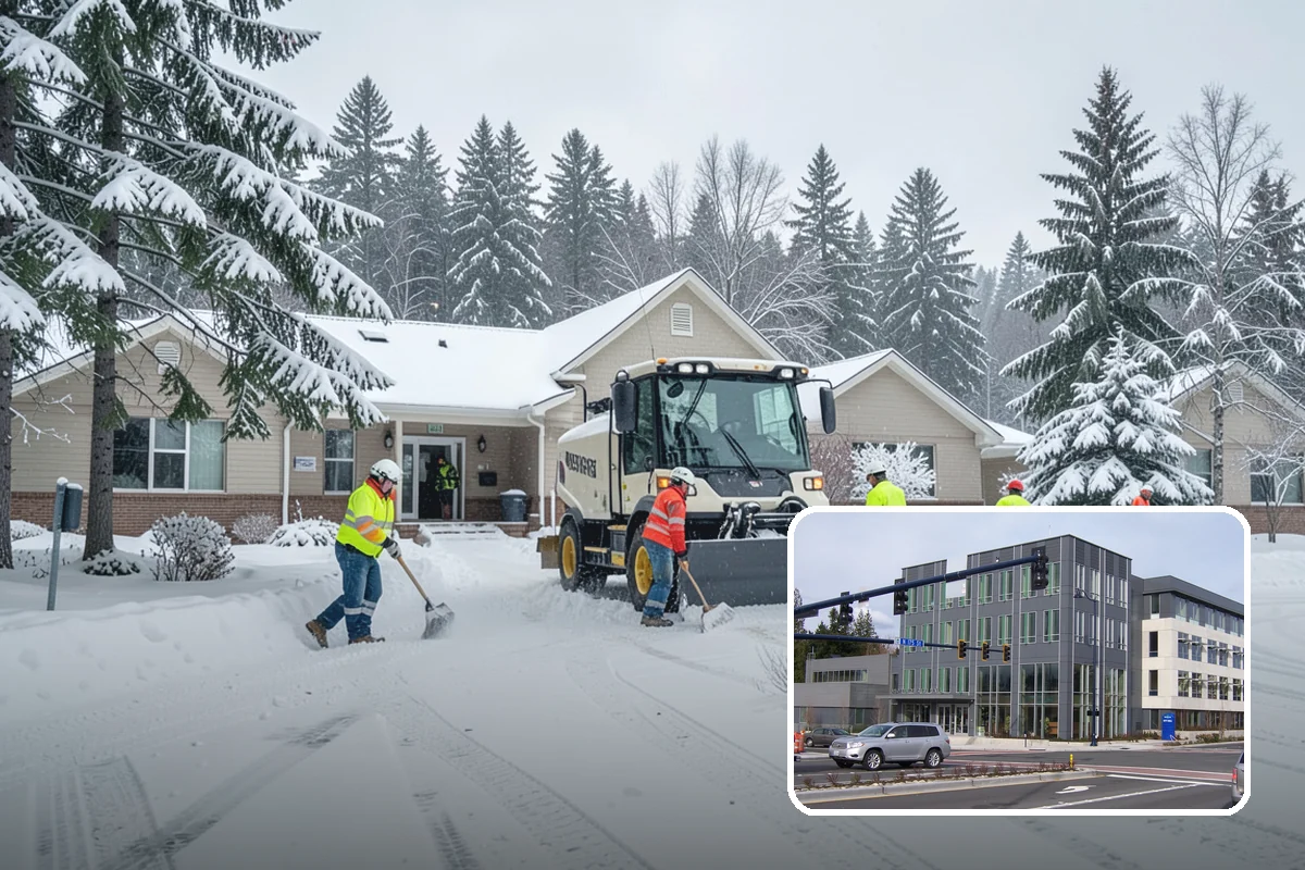 Shopping Center Snow Removal in Shoreline, King County, WA - Coordinated clearing across all tenant storefronts