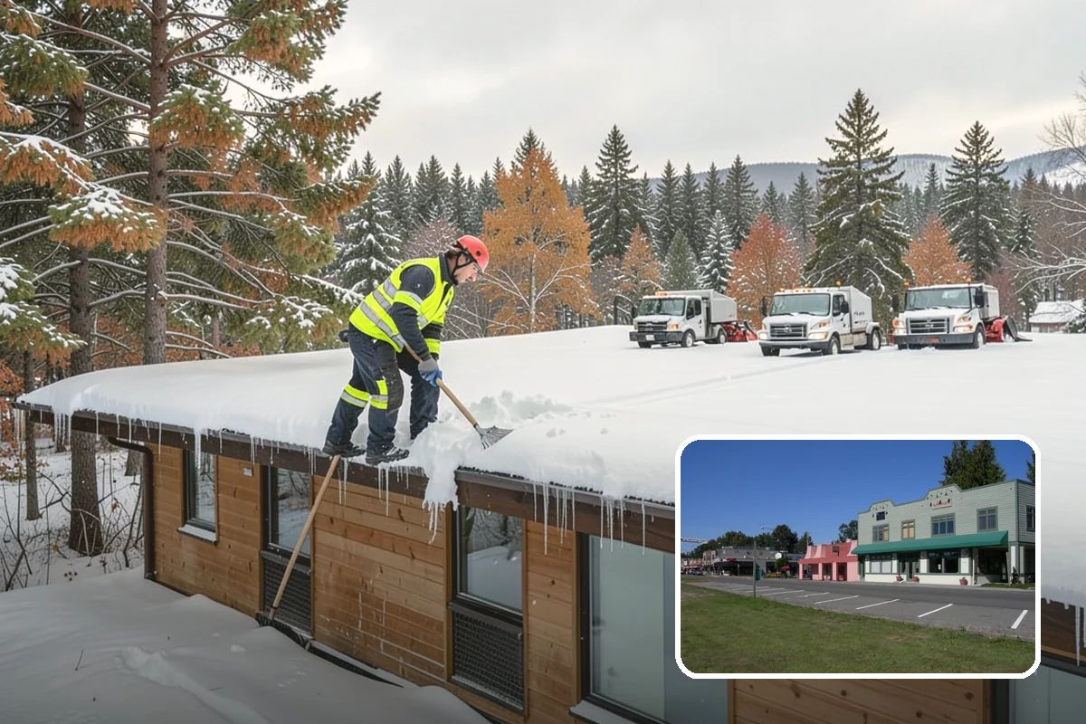 Shopping Center Snow Removal in Snoqualmie, King County, WA - Coordinated clearing across all tenant storefronts