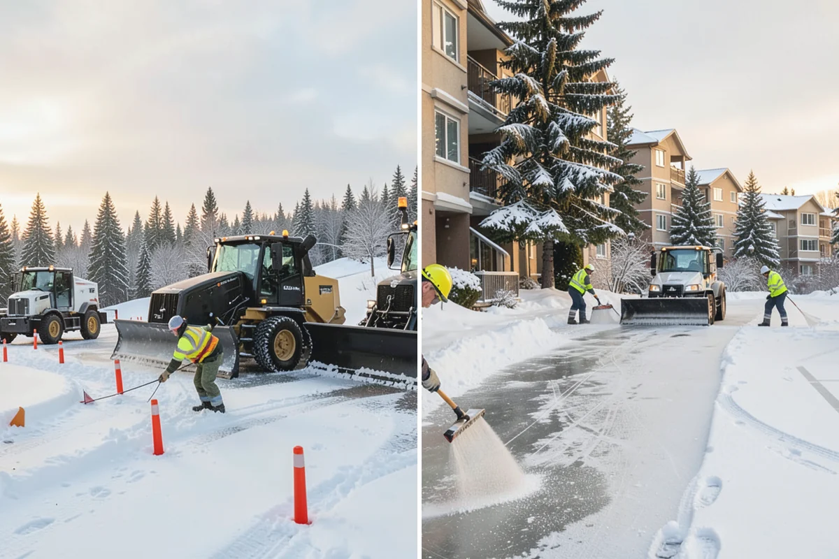 Shopping Center Snow Removal in South Prairie, Pierce County, WA - Map tenant entrances, drive lanes, and pedestrian connectors