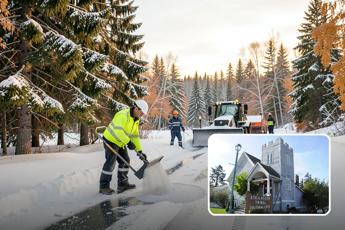 Shopping Center Snow Removal in Steilacoom, Pierce County, WA - Coordinated clearing across all tenant storefronts