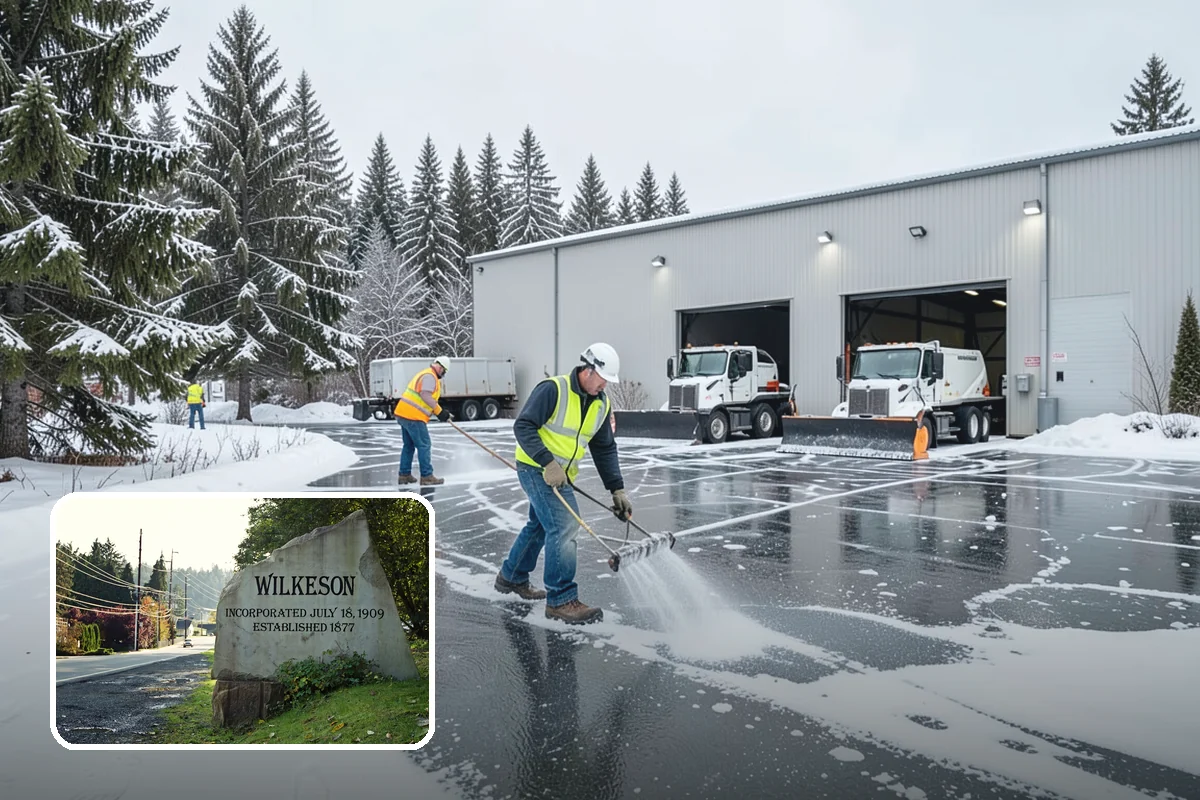Shopping Center Snow Removal in Wilkeson, Pierce County, WA - Coordinated clearing across all tenant storefronts