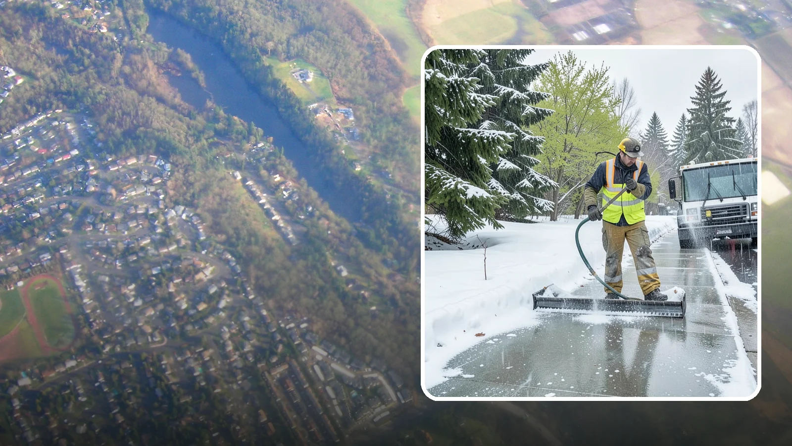 Sidewalk Deicing in Algona, King County, WA - We deice sidewalks to stop the glare ice that forms when Western Washington freezing rain meets cold pavement.