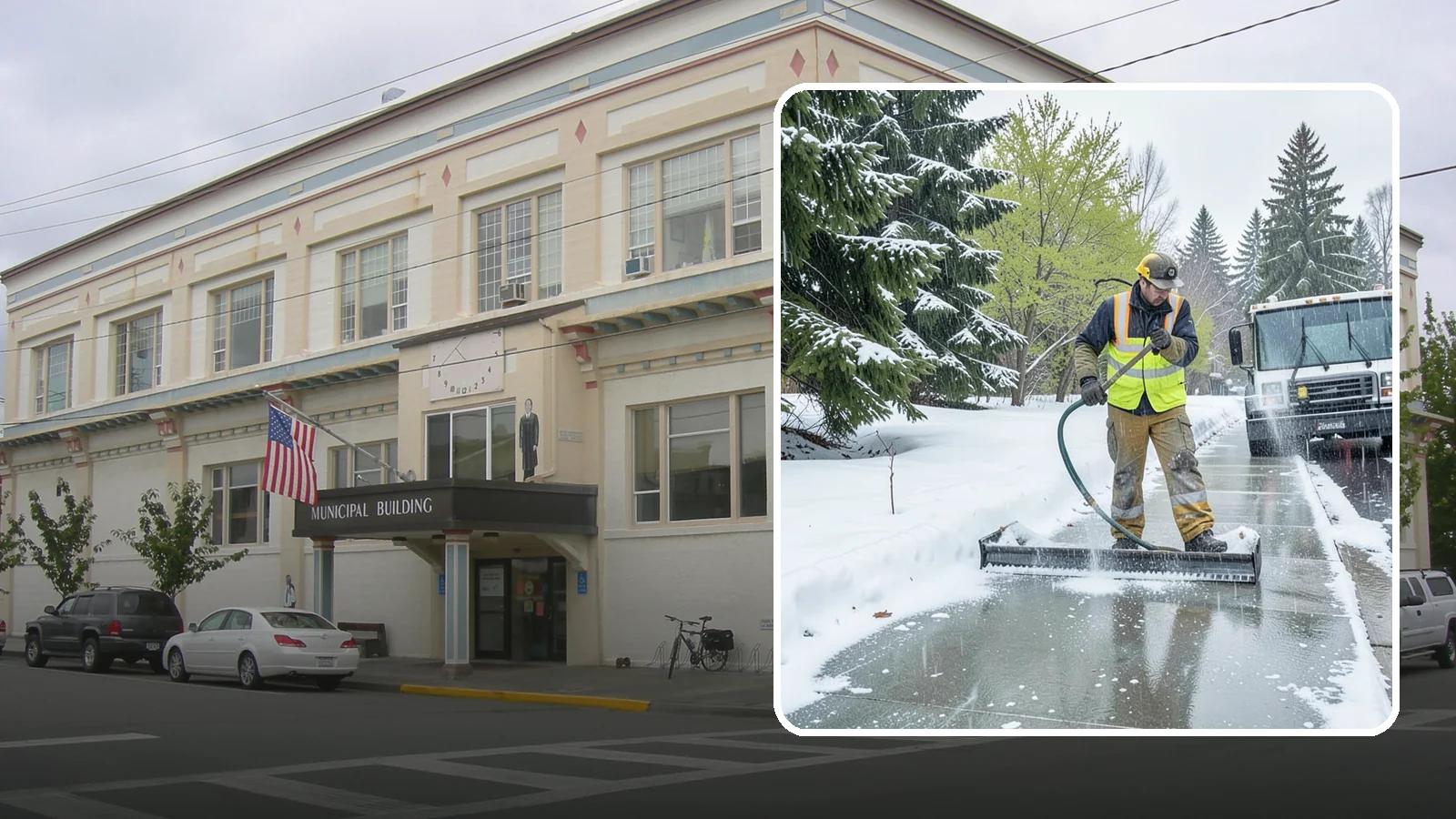 Sidewalk Deicing in Anacortes, Skagit County, WA - We deice sidewalks to stop the glare ice that forms when Western Washington freezing rain meets cold pavement.