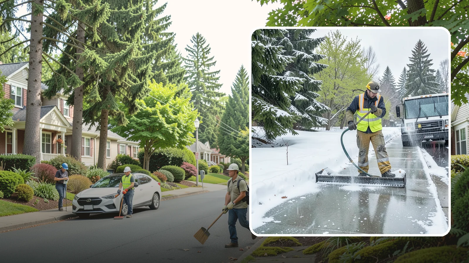 Sidewalk Deicing in Beaux Arts Village, King County, WA - We deice sidewalks to stop the glare ice that forms when Western Washington freezing rain meets cold pavement.
