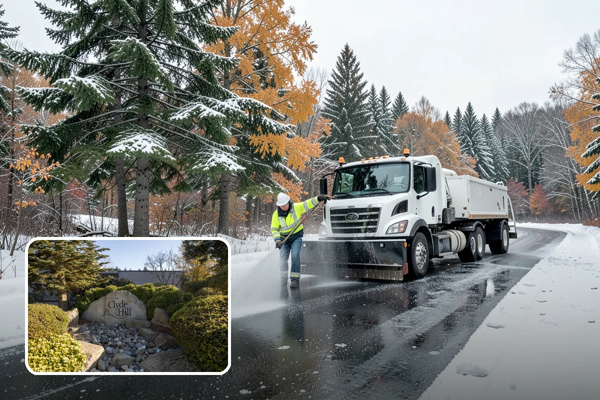 Sidewalk Deicing in Clyde Hill, King County, WA - Stops glare ice from freezing rain